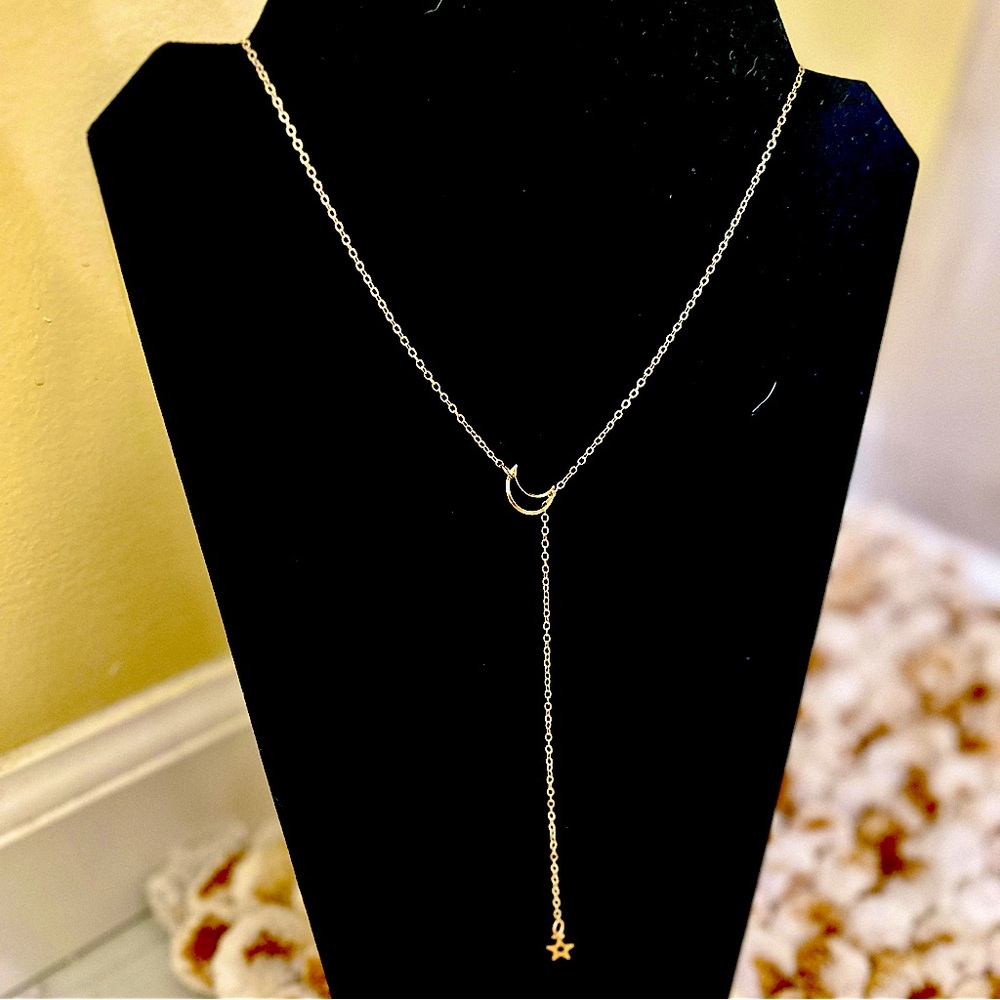 Gold Moon + Star Necklace
